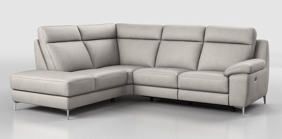 Castagnolo - large corner sofa with 1 electric recliner - left peninsula